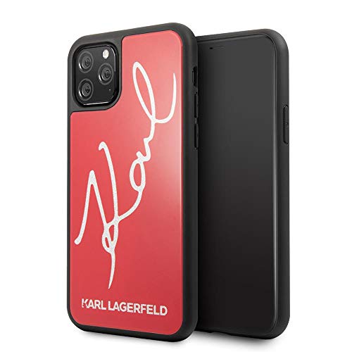 Glitter Karl Signature Hülle KLHCN58DLKSRE für iPhone 11 Pro, rot