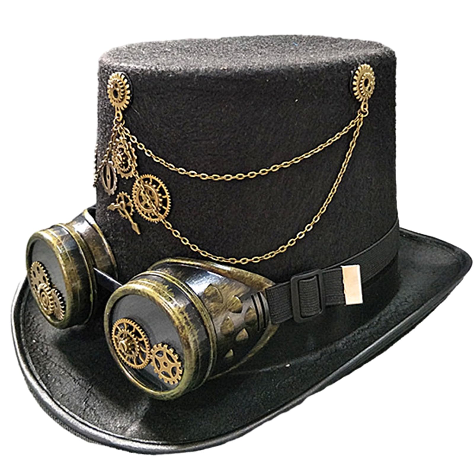 MEELYHOME Gothic viktorianischer Hut Steampunk Zylinder mit Brille Halloween Metal Gear Cosplay Zylinder für Halloween Karneval Party viktorianische Hüte für Frauen viktorianische Hüte für Männer