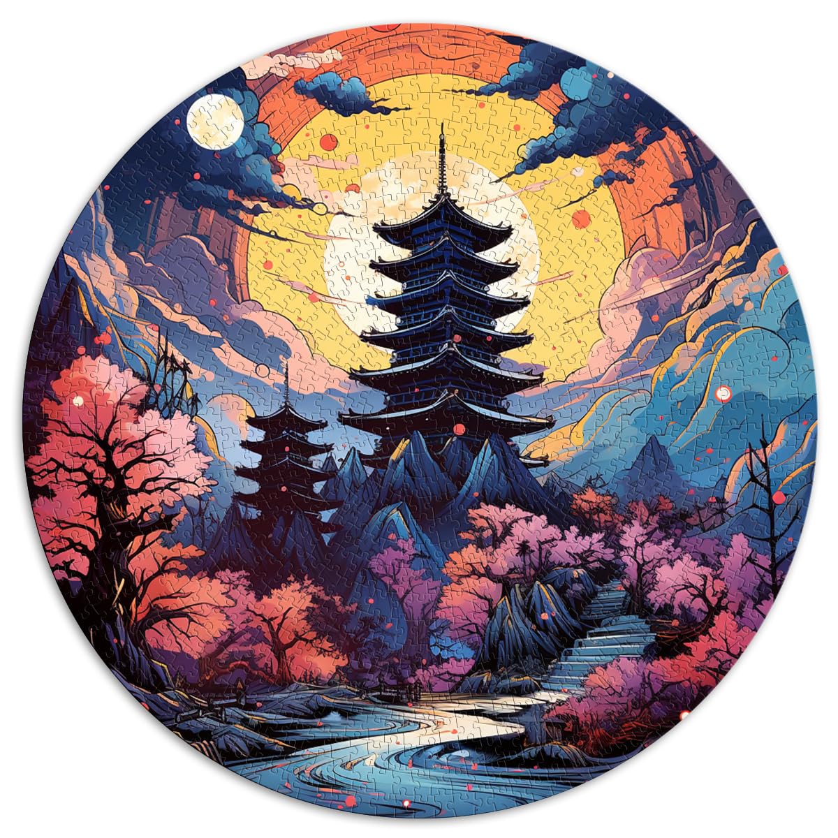 Puzzles Fantasy Japan Moon Pago 1000 Puzzles für Erwachsene 1000 Teile 67,5 x 67,5 cm Spielspielzeug für Familienpuzzles Geschenk-Heimdekorationspuzzle