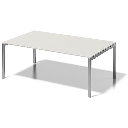 Bisley Cito Chefarbeitsplatz/Konferenztisch, 740 mm höhenfixes U, H 19 x B 2000 x T 1200 mm, Dekor grauweiß, Gestell Silber, Metall, Gw355, 120 x 200 x 85 cm