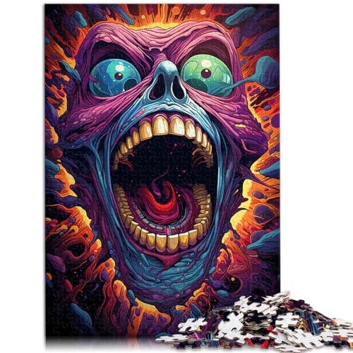 Puzzles für Puzzles, farbenfrohes psychedelisches böses Monster, 1000 Puzzles für Erwachsene, Holzpuzzle zum Stressabbau, schwierige Herausforderung, 1000 Teile (50 x 75 cm)