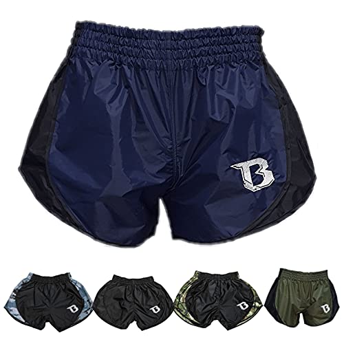 Booster Hybrid Fight Shorts Retro für Herren - Kampfsport Kickboxen Muay Thai Thaibox Shorts Thaiboxhose für Männer - 6 Farben zur Auswahl - Hybrid Allround Kampfsporthose (Schwarz/Camo Grün, M)