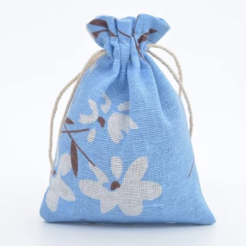 20 teile/los 13x18 cm Baumwolle Beutel Tuch Kordelzug Schmuck Verpackung Sachet Make-up Hochzeit Süßigkeiten Geschenk Benutzerdefinierte Taschen Verpackung-blaue weiße blume, 13x18 cm