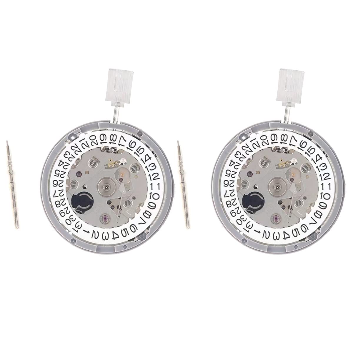 Seprendi 2PCS NH35A NH35 Bewegung Hohe Genauigkeit Mechanische Uhr Bewegung Datum bei 3 Datumsrad 24 Juwelen Automatische Selbstaufzug, Silber/Weiß