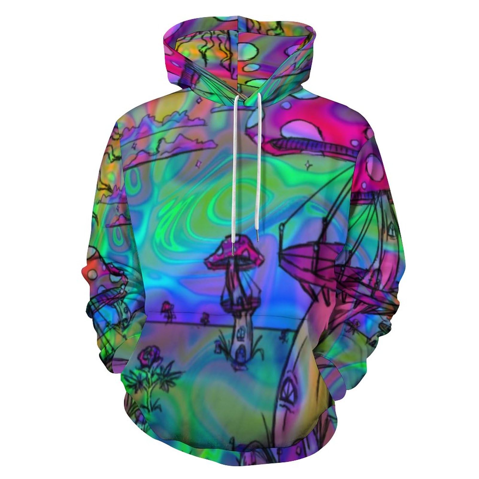 HABXNJF Kapuzenpullover Psychedelic Trippy Pilz Hoodie Mode Hoodie mit Tasche für Herren Damen, Psychedelischer Trippy Pilz, 6XL