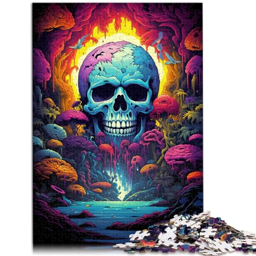 Spiel-Geschenk-Puzzle, farbenfrohes psychedelisches Totenkopf-Puzzle, 1000 Teile, anspruchsvolles, unterhaltsames Spiel für die ganze Familie, 1000 Teile (50 x 75 cm)