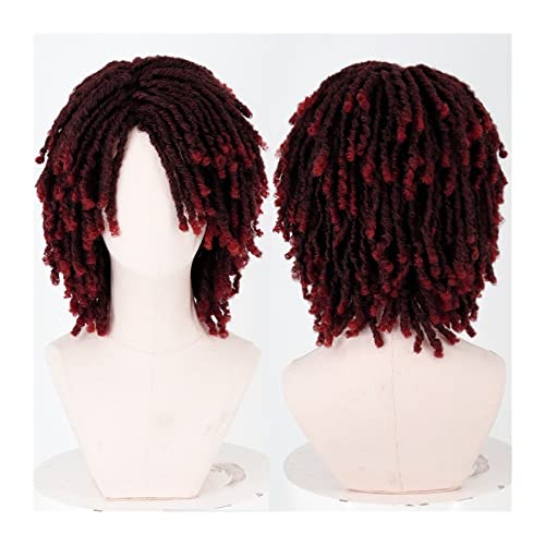 Perücken Kurze geflochtene Perücken for schwarze Frauen, kurze Dreadlock-Perücken, 40,6 cm, Afro-Zöpfe, lockige, synthetische Faux Locs, Twist-Flechten, kurze Perücken Damenperücke (Color : 004, Siz