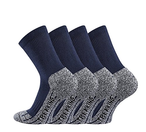 TippTexx24 4PaarTrekkingsocken, Wandersocken für Damen (35-38, MARINE)