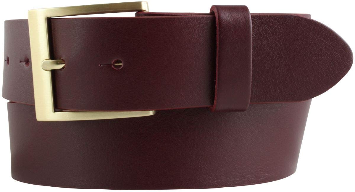 BELTINGER Gürtel mit goldener Gürtelschnalle aus Vollrindleder | Hochwertiger Jeans-Gürtel 40mm | Herren-Gürtel made in Italy | Bordeaux 95cm