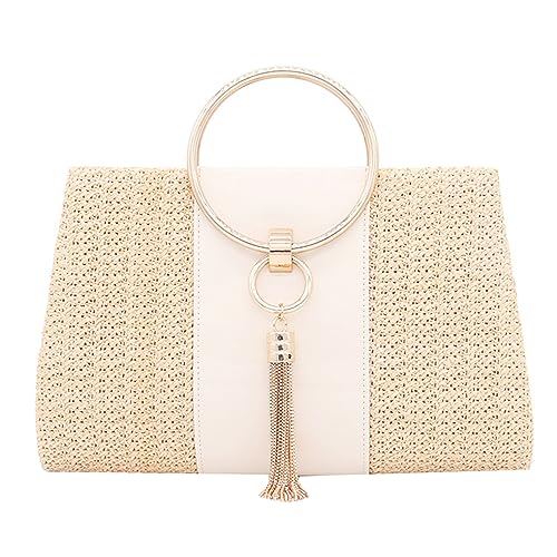 ohodhmnu Damen Tragetasche, Frauen Abendtasche formelle Dame Geldbörse Elegante Party Bankett Hochzeit Clutches Taschen Handtasche Weibliche Umhängetasche mit Kette, gelb, with ribbon