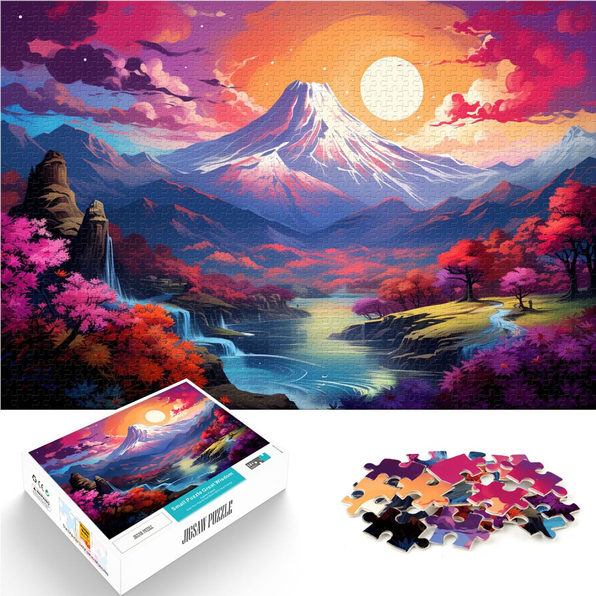 Puzzle-Geschenk, Fantasie-Berg Fuji in Asien, 1000 Teile, Puzzle-Geschenke, jedes Teil ist einzigartig – anspruchsvolles, unterhaltsames Familienspiel, 1000 Teile (50 x 75 cm)