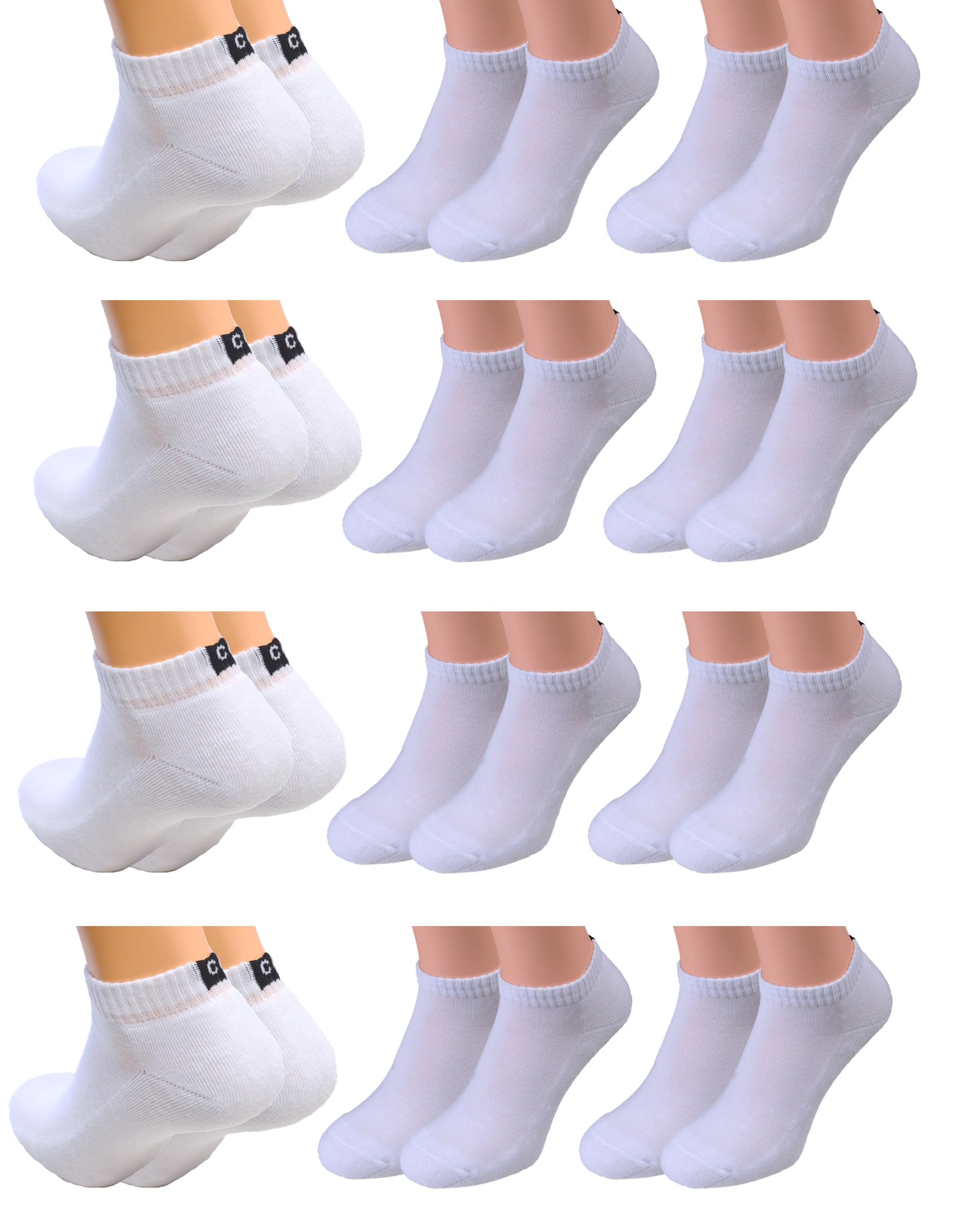 12 Paar Damen Herren Sneaker Socken mit Frotteesohle Baumwolle mit Elasthan, weiß Gr. 43/46 Marke Cocain