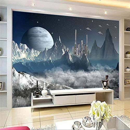 XLMING Sci-Fi-Raumschiff Küche Esszimmer Arbeitszimmer Wohnzimmer TV Hintergrund Wand 3D Tapete-430cm×300cm