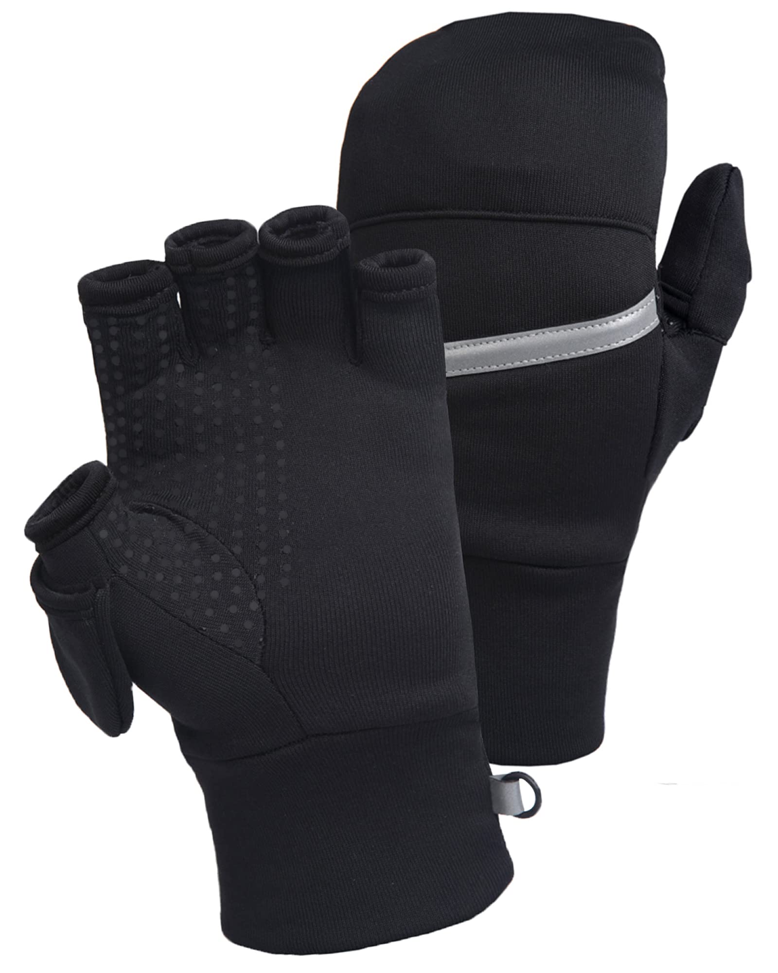 TrailHeads Power-Stretch-Fäustlinge für Herren, fingerlose Handschuhe, Schwarz , S/M