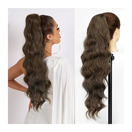 Pferdeschwanzverlängerung 66 cm lange gewellte Haarverlängerung, synthetische hitzebeständige Haarverlängerung, Haarteil for Frauen und Mädchen, Kordelzug-Pferdeschwanz, natürlicher, weicher Clip-in-P