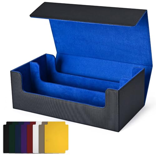 Kiudduy Kartenaufbewahrungsbox für Sammelkarten, Kartendeck-Hülle, Magnetverschluss, Kartenhalter für Magnetische Spielkarten, Blau + Schwarz