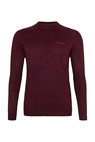 Herren Marken Strickpullover Dunkles weinrot Gr. L klassisch Feinstrick Strickpullover Premium Baumwolle schick im Büro cool in der Freizeit langärmlig mit Rundhalsausschnitt