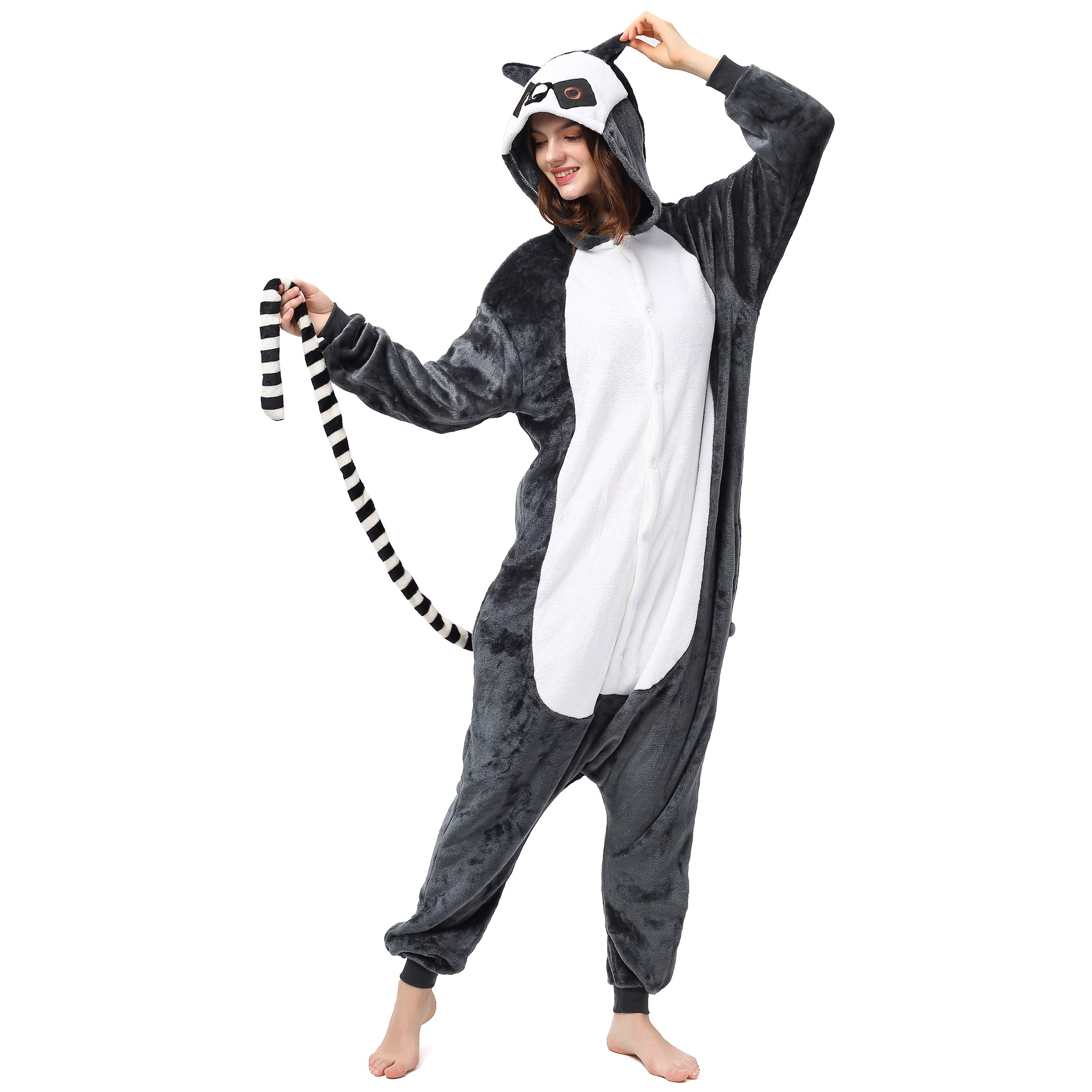 Katara 1744 (30+ Designs) Lemur Affen-Kostüm, Unisex Onesie/ Pyjama-Qualität für Erwachsene & Teenager