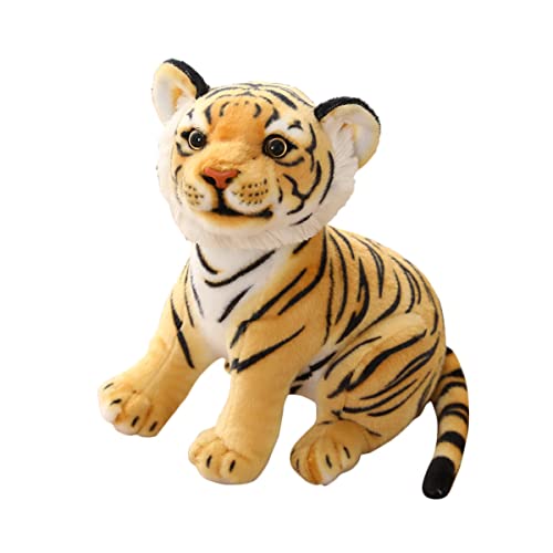 DANAIM Kuscheltiere Tigerspielzeug, Leopard Löwe Plüschtier 12 Zoll Süße Weiße Tigerplüschpuppe Weiches Geschenk Heimdekoration for Jungen Mädchen Kinder(Yellow,Height 27cm)