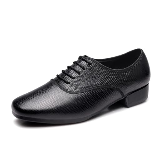 Herren Ballsaal Tanzschuhe, Salsa Walzer Swing Tanzschuh Leder Lehre Praxis Tanzschuhe Für Männer,Schwarz,43 EU