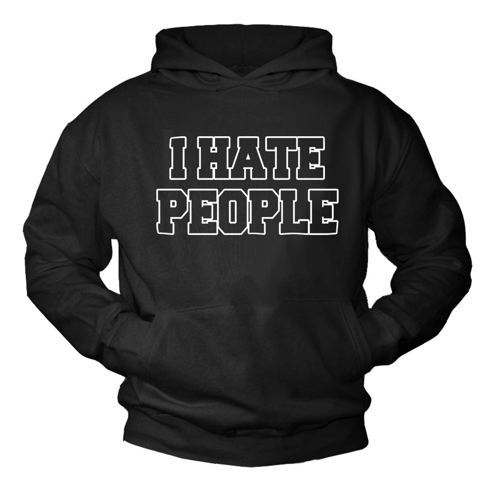 MAKAYA Sprüche Hoodie Herren - I Hate People - Pullover mit Kapuze Sweatshirt Pulli Lustig Schwarz Größe XXXXL