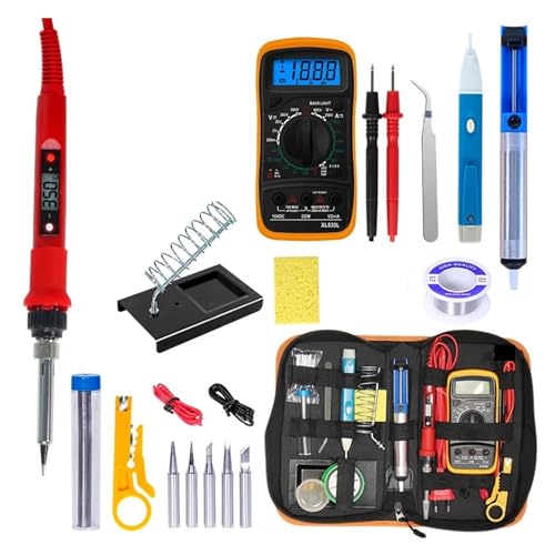 WLLKIY Temperatur Elektrische Lötkolben Kit 80W Lötkolben Kit Mit Multimeter Pumpe Schweißen Tool Kits Sicher Und Stabil