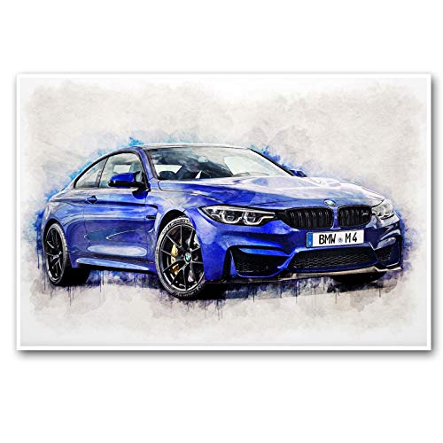 CanvasArts Poster M4 Coupe Artwork - HQ Fotopapier - Sportwagen Wandbild kompatibel mit BMW M4 Coupe (100 x 70 cm, Poster)