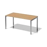 BISLEY Cito Schreibtisch, 740 mm höhenfixes U-Gestell, Metall, Bc355 Dekor Buche, Gestell Silber, 80 x 160 x 74 cm