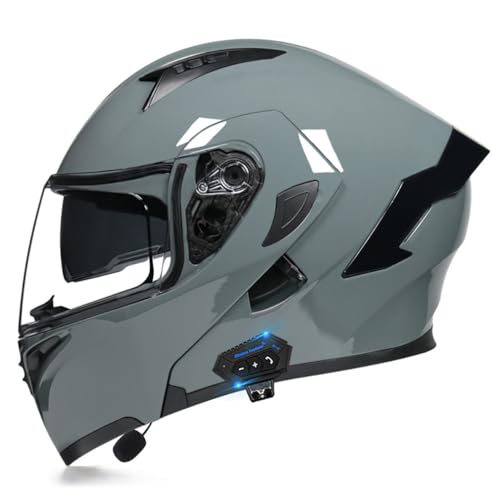 Bluetooth Modulare Motorradhelm Klapphelm Mit Doppelvisier ECE Genehmigt Modulare Integralhelm Vollvisierhelm Motorrad Street RacinMoped g Crash Helm FüR Erwachsene Damen Herren