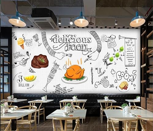 tyujlkjddlf Tapete Wandbild 3D Benutzerdefinierte Holzbrett Western Restaurant Pizza Shop Hintergrundwand-300Cmx210Cm