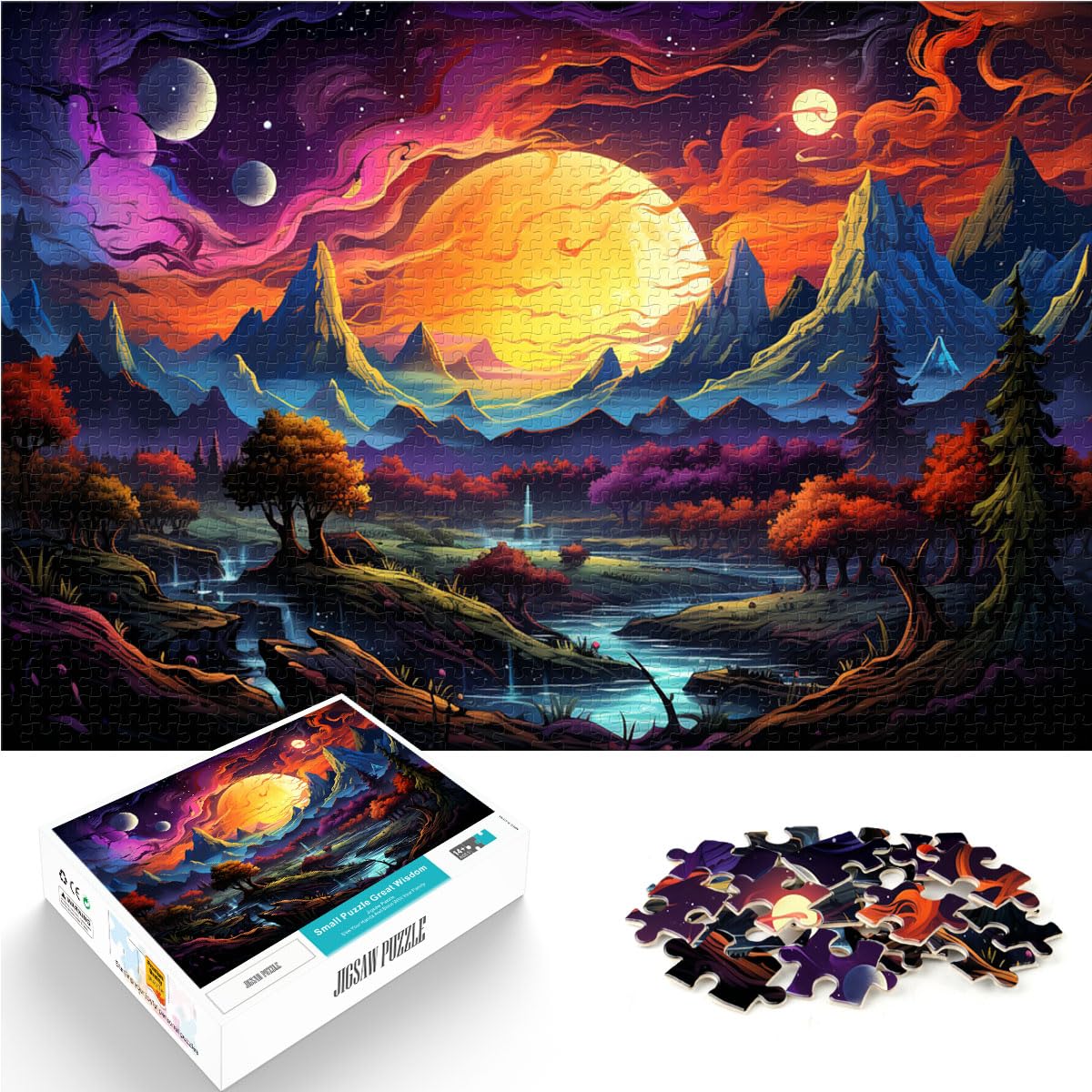 Puzzles, Geschenke, Spielzeug, farbenfrohe künstlerische Mondlandschaft, lustige Puzzles für Erwachsene, 1000-teiliges Geschenke für Freunde und Familie, 1000 Teile (50 x 75 cm)