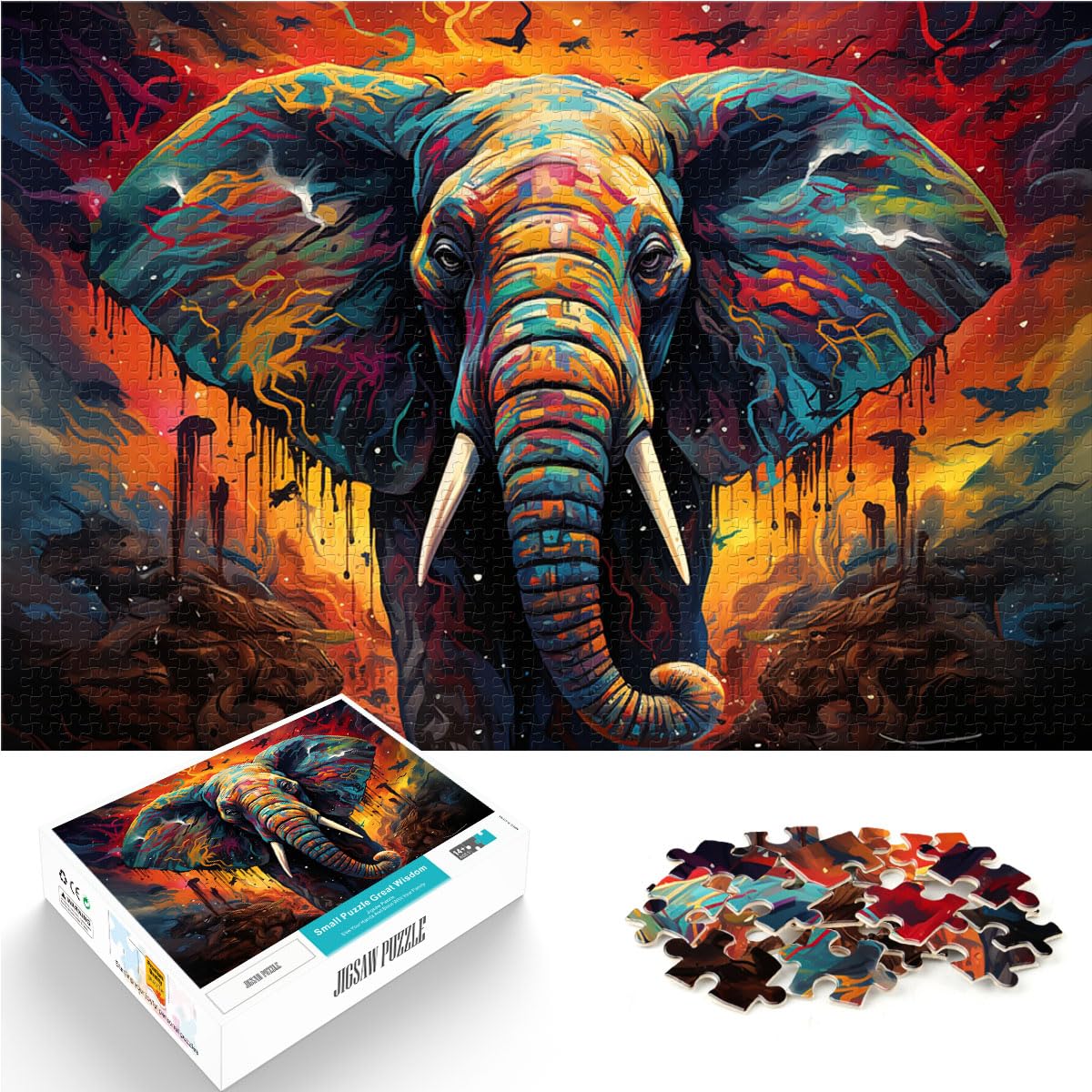 Puzzle-Spiele Elefant 1000 Teile Puzzle Holzpuzzle Familienspiel Stressabbau Schwieriges Herausforderungspuzzle 1000 Teile (50 x 75 cm)