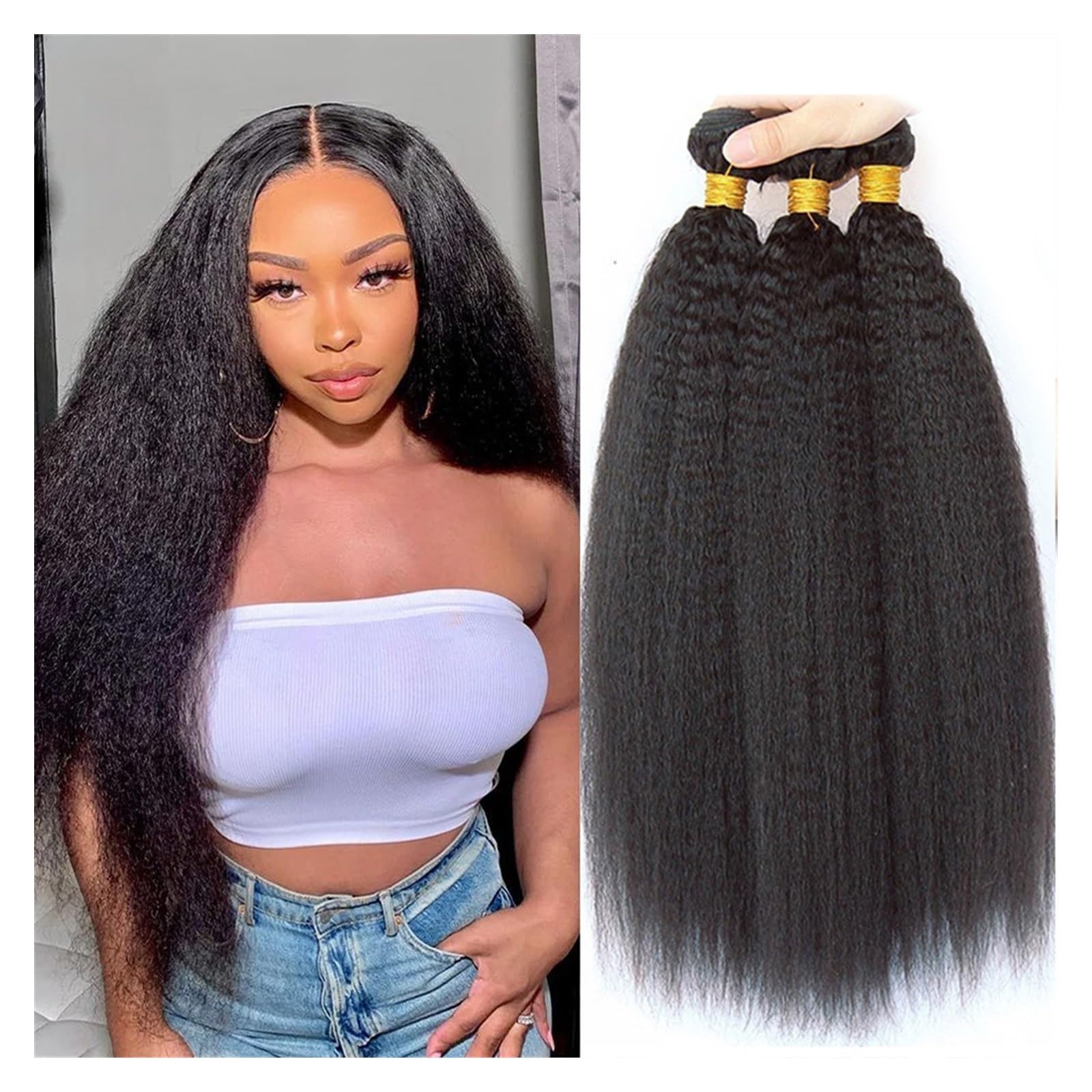 Human Hair Bundles Glatte Haarbündel, 100% Echthaarverlängerungen for Frauen, glattes Haar, 1/3/4 Bündel, Angebote, natürliche Haarwebart human hair weave (Size : 20 20 20 20)