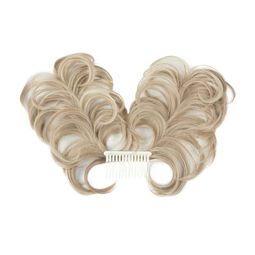 Haarteil Synthetisches, unordentliches Dutt-Haarteil, seitlicher Kamm, Clip-in-Haarknoten, natürlich, gerade, vielseitig, verstellbare Stile, Haarteil for Frauen Haarverlängerung(Dirty Blonde)