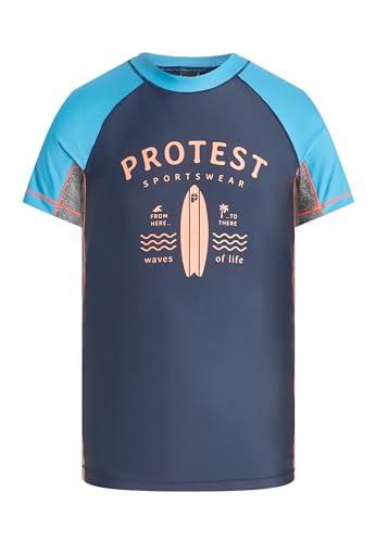 Protest Jungen Kurzarm-Rashguard PRTAKINO JR Upf-50-Schutz Night SkyBlue 140