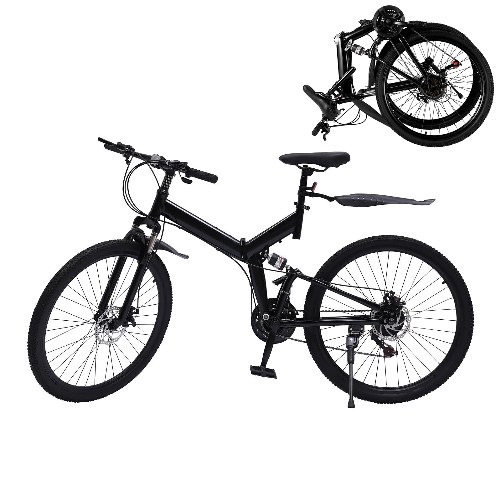 Fridgestea 26 Zoll Mountainbike Klappbar, 21 Gang Klappfahrrad Erwachsene Jugendfahrrad MTB mit Scheibenbremsen für Jungen Mädchen Damen Herren