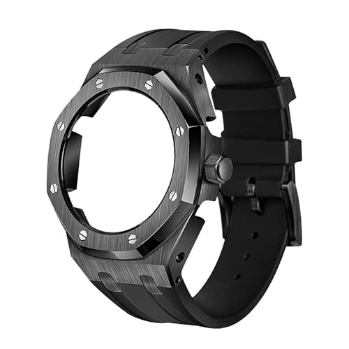 IOTUP GA2100/2110 Uhrenarmband aus Gummi und Edelstahl-Metallgehäuse, kompatibel mit GA2100/2110, verbesserte Metalllünette, Fluorkautschuk-Armband, Einheitsgröße, Achat