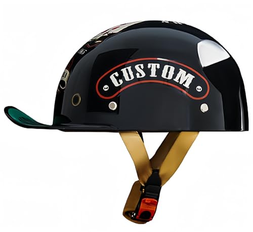 Offener Baseball-Motorradhelm, ECE-geprüfter Vintage-Motorradhelm für Moped mit Visier, Roller, Cruiser, Jet-Motorradhelm für Damen und Herren B,XL61-62CM