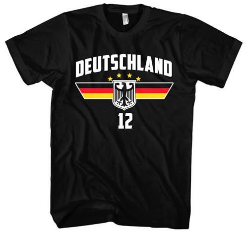 Deutschland Herren T-Shirt | Deutschland Flagge Tshirt Germany Fußball Deutschland Trikot Deutschland Shirt EM WM | M11 FB Schwarz (4XL)