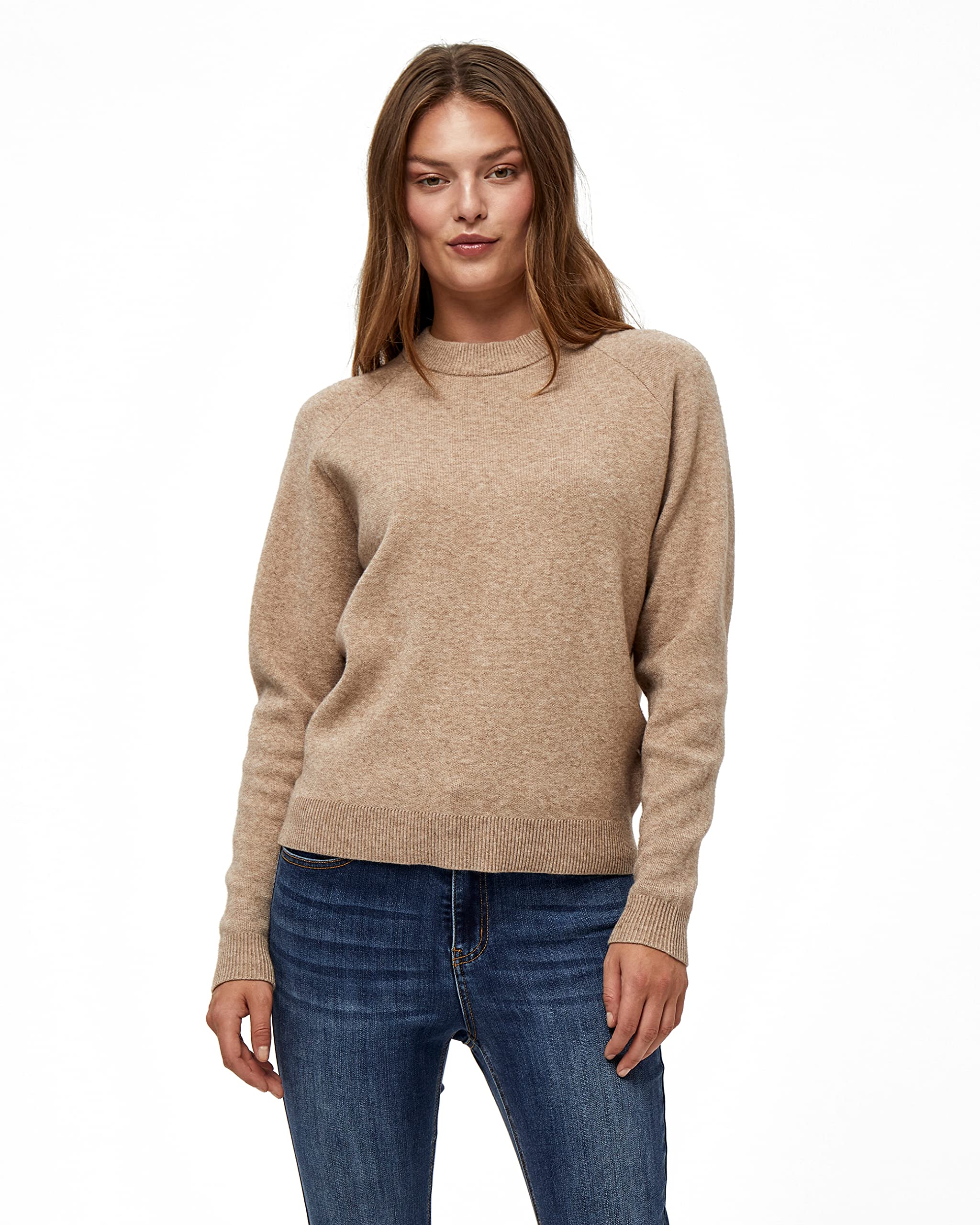 Peppercorn Rosalia Mock Neck Damen Pullover Größe M | Pullover Beige Damen | Strickpullover Mit Langen Ärmeln Und Stehkragen | Pullover Damen Elegant | Damenpullover Langarm