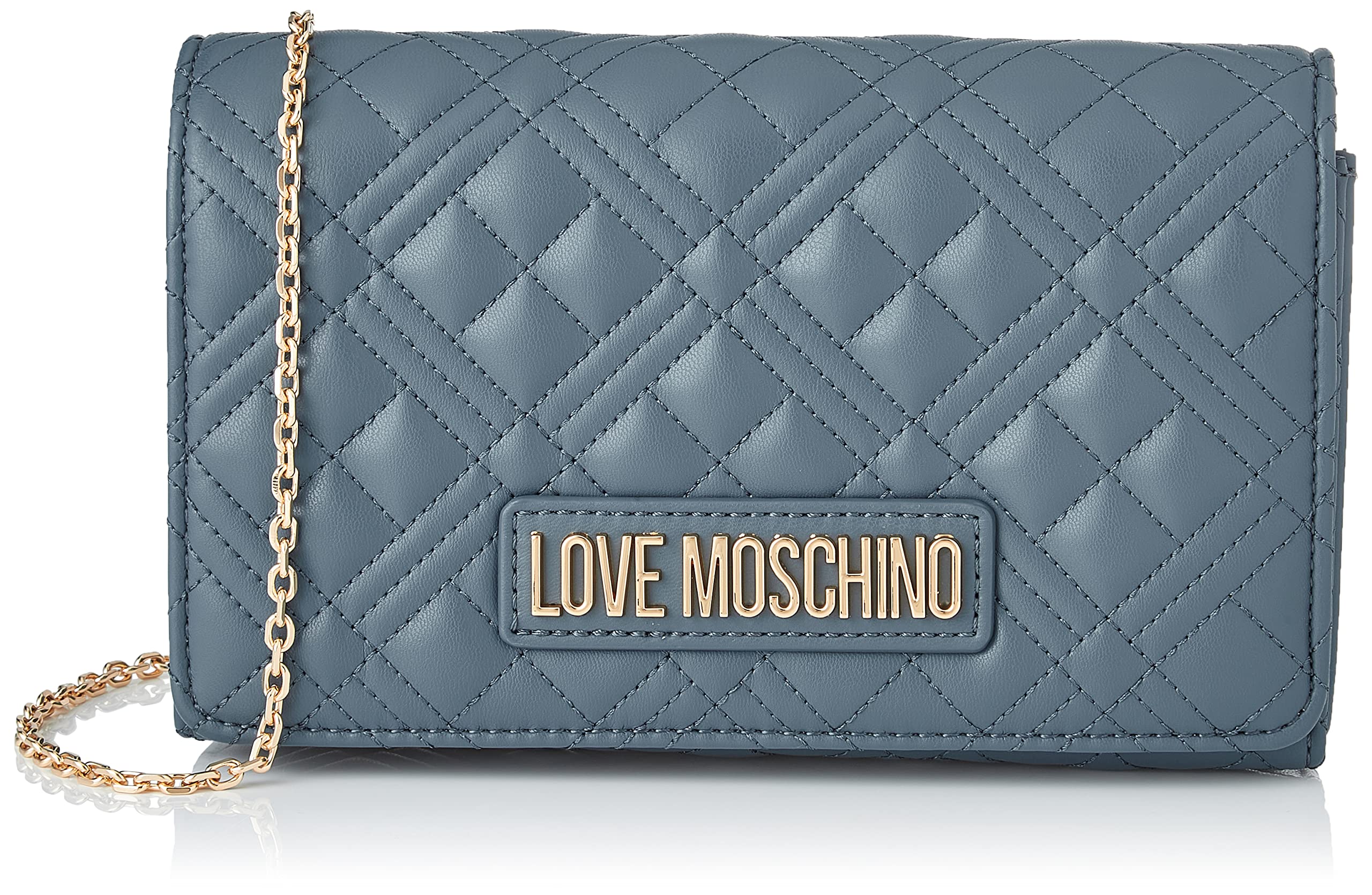 Love Moschino Damen Borsa Quilted Pu Denim Umhngetasche, Denimblau