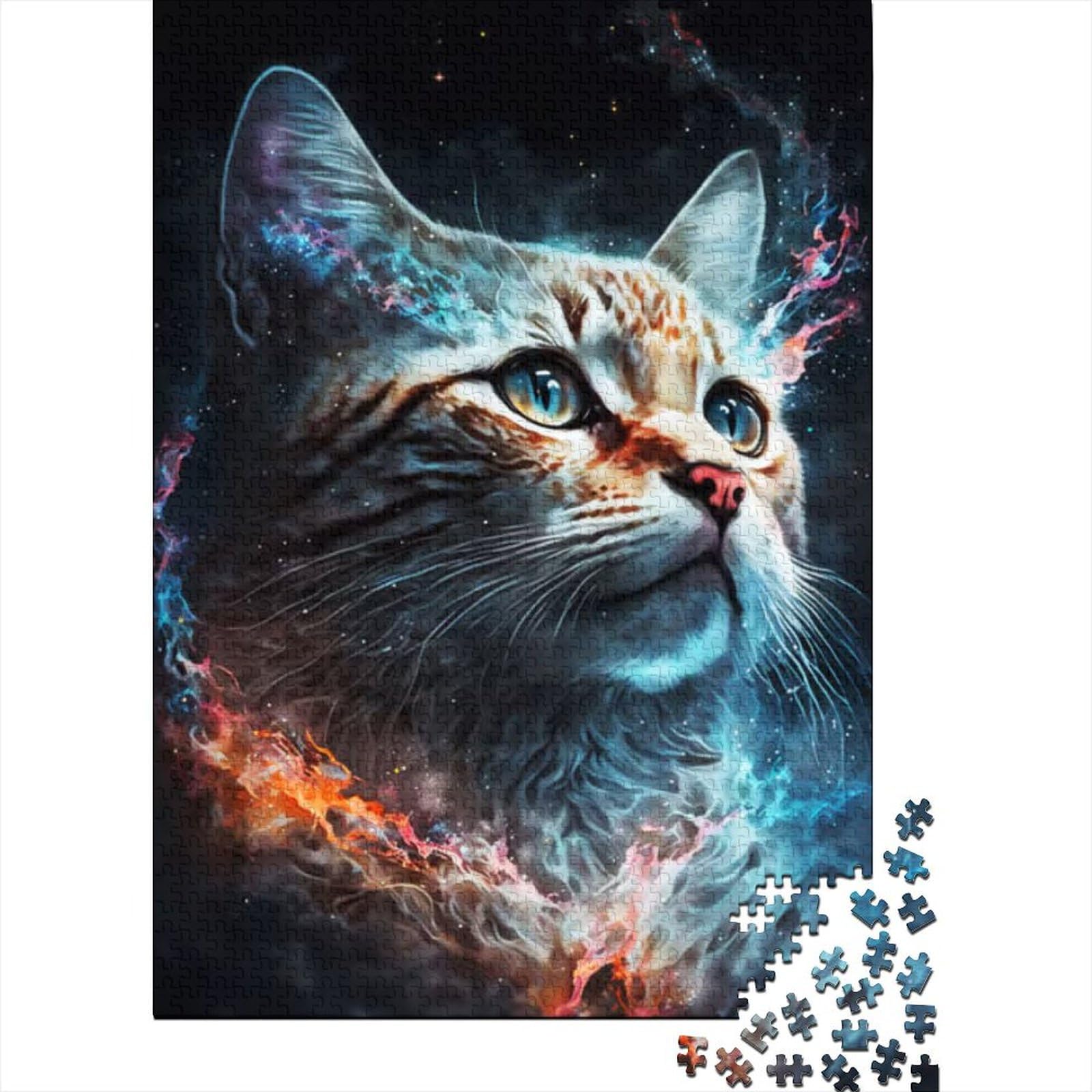 Das Holzpuzzle „The Magic Cat“ für Erwachsene und Jugendliche mit 1000 Teilen eignet ganze Familie und die (Größe: 75 x 50 cm)