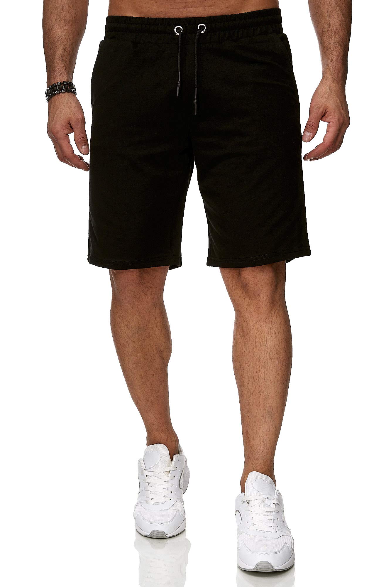 Reslad Sweat-Shorts Herren Basic Sport Freizeit Kurze Sweat-Hose RS-5061 Schwarz M