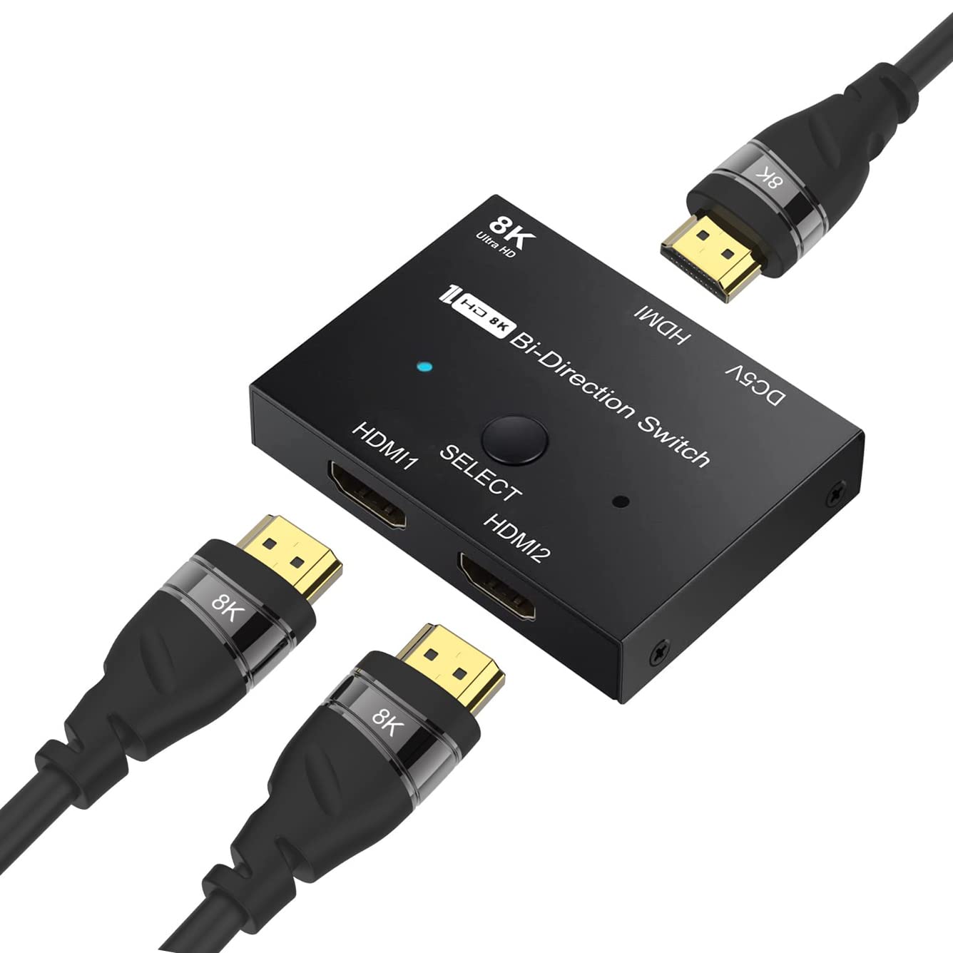 CABLEDECONN HDMI 2.1 Ultra 8K HD Bi-Directional Switch 8K@60Hz 4K@120Hz 1in 2out 2in 1out Splitter(Singal Display) High Speed 48Gbps Konverter mit einem HDMI 8K-Kabel Kompatibel mit Xbox X PS5