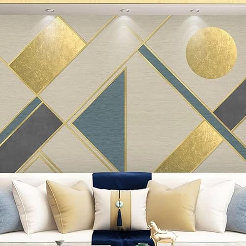 Abstrakte Goldlinie Geometrische Kreise 3D Tapeten Wanddekoration Fototapete Sofas Wohnzimmer Wandbild Schlafzimmer-400cm×280cm