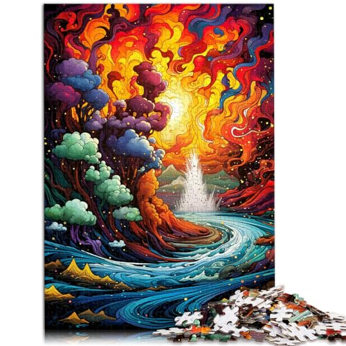 Puzzles für farbenfrohe psychedelische Landschaftskunst, Puzzle 1000 Teile für Erwachsene, Holzpuzzle, Heimdekoration, Puzzle 1000 Teile (50 x 75 cm)