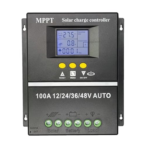 Solarregler, MPPT 100A/80A/60A Solar Laderegler 12V24V 36V 48V Auto Controller Solar PV Batterie laderät Werkzeug Mit LCD Display Dual USB(60A)