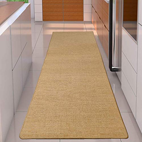 Nisorpa Großer Sisal Läufer Teppich 300x80cm Flur Läufer Rustikal Wohnzimmer Teppich Katze Kratzmatte mit Anti Rutsch Unterlage Soft Touch Dicker Flor für Wohnzimmer Schlafzimmer Küche Beige