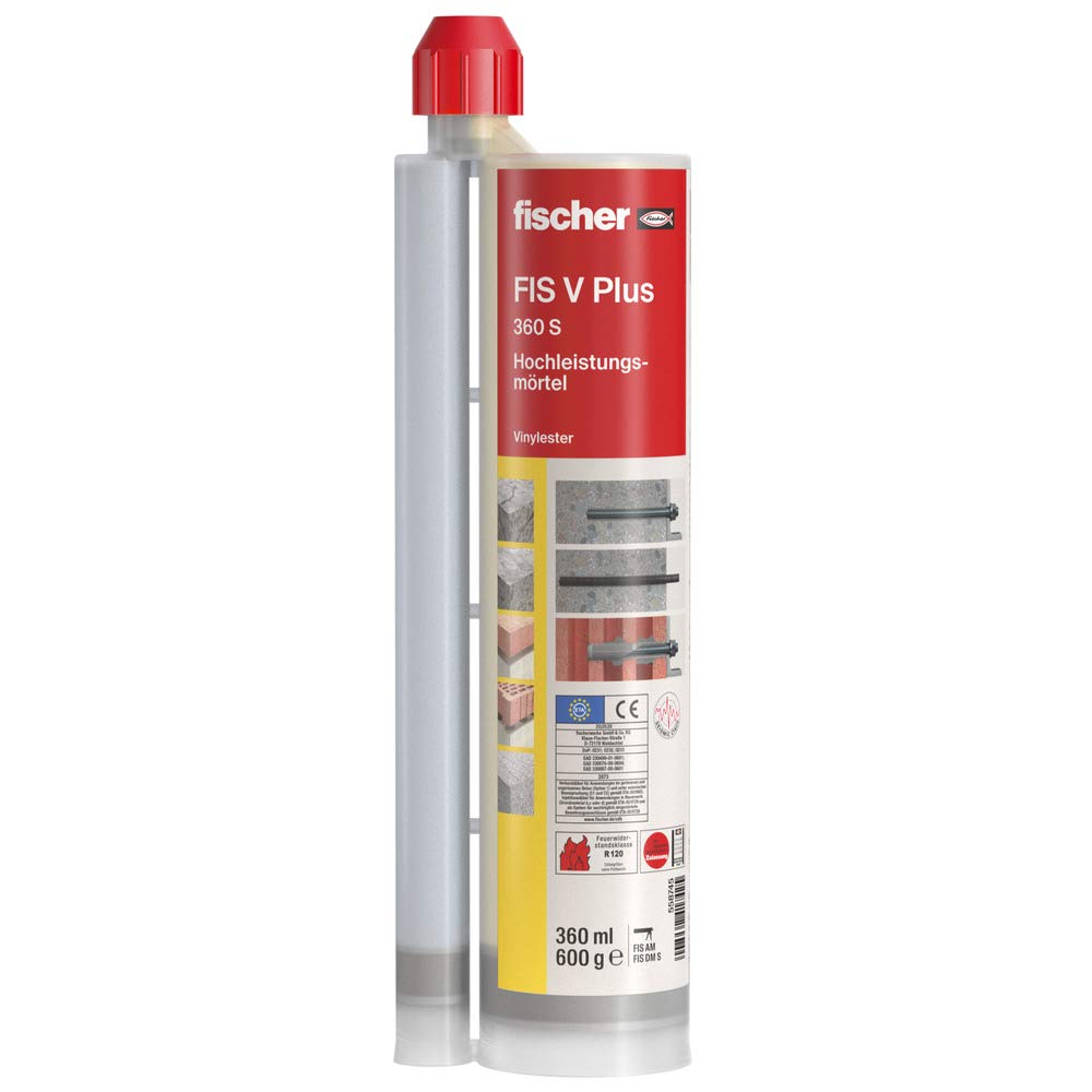 fischer Hochleistungsmörtel FIS V Plus 360 S, wetterfester Mörtel für den Innen- und Außenbereich, universeller Montagemörtel, Zementmörtel für Schwerlasten & alle relevanten Baustoffe, 360 ml