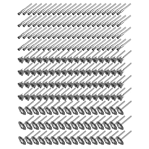 MILUZD 240-Teiliges Drahttopfbürsten-Schleifdraht-Radstiftbürsten-Set, Zubehör, Bohrer, Rost, 3-Millimeter-Dorn